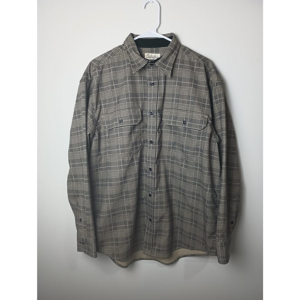 Cabela's Legendary Quality Plaid Button Up Shirt Men's L Collar Pockets Outdoors